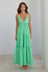 Dance In The Dark Halter Maxi Dress Green